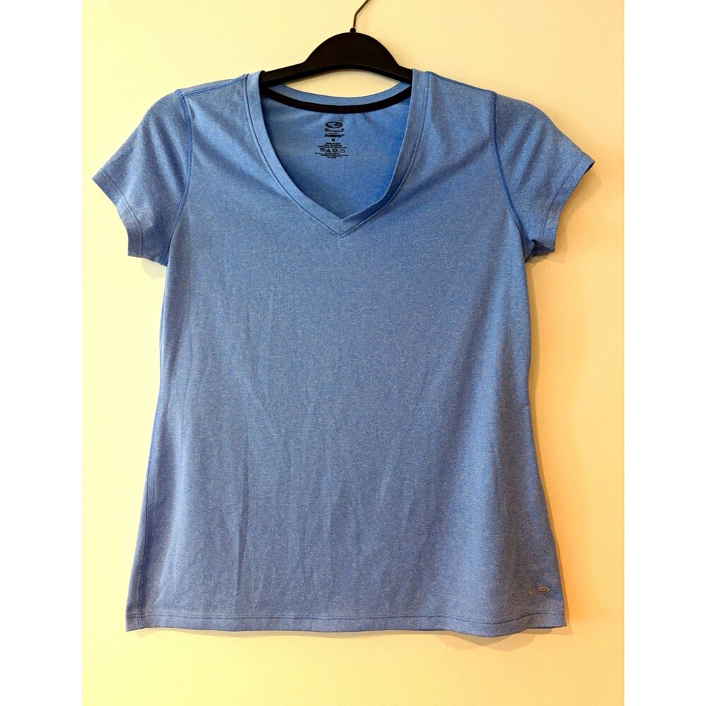 Champion DuoDry Women’s V-Neck Short Sleeve Active T-Shirt Blue Solid M